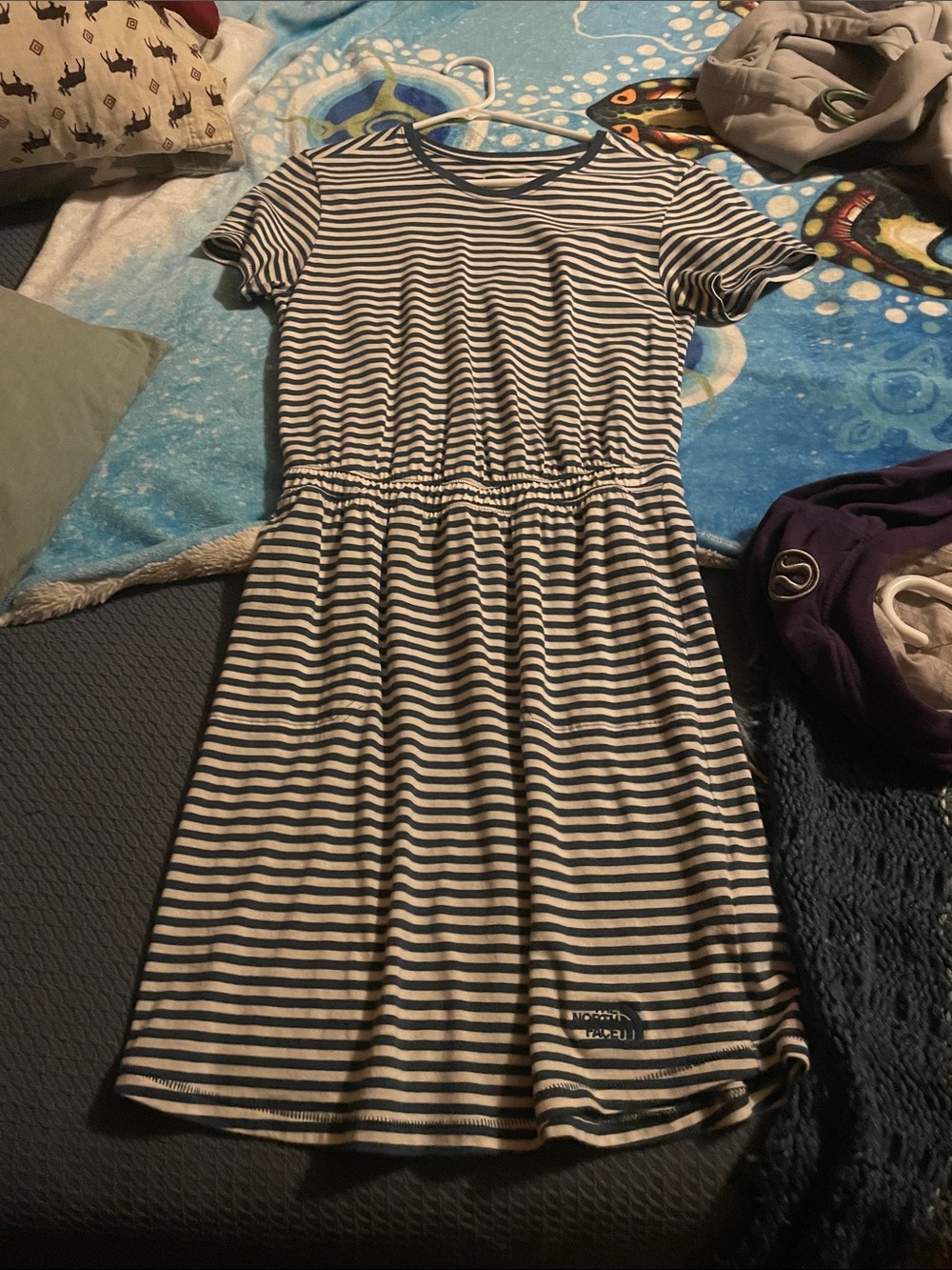 The North Face Navy and White Striped Short Sleeve Casual Dress